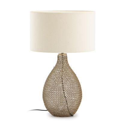 Lámpara Sobremesa Cristal Metal Dorado 25 Cm