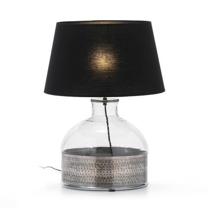 Table Lamp without shade 33x33x40 Glass/Silver Metal
