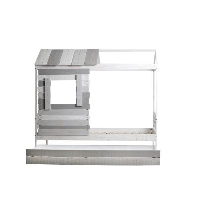 Cama Cabaña para Dormitorio Juvenil Madera Pino Blanco/ Gris Claro/Gris Oscuro, 200'6 Cm