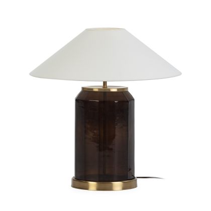Table Lamp without shade 20x20x45 Glass/Metal Dark Brown/Gold