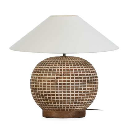 Table Lamp without shade 24x24x35 Wood Washed White
