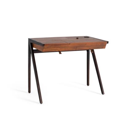 Mesa escritorio industrial madera hierro 2 cajones