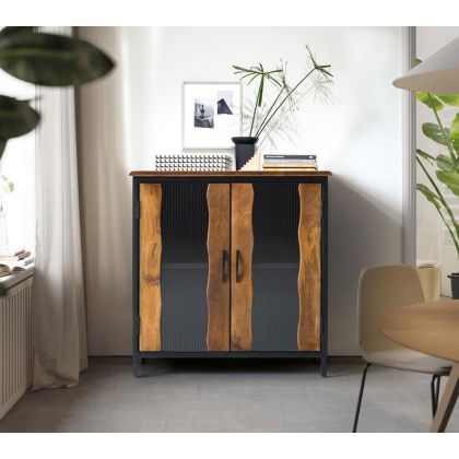 Aparador Madera Natural 2 Puertas, 90 Cm
