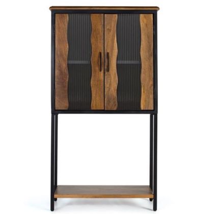 Vitrina Industrial 2 Puertas Madera Mango Metal, 147 Cm