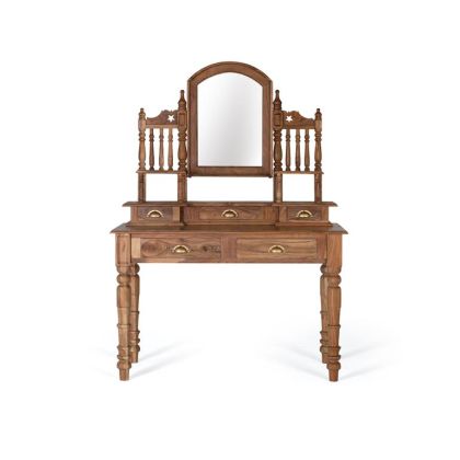 Mueble tocador vintage madera avellana 5 cajones