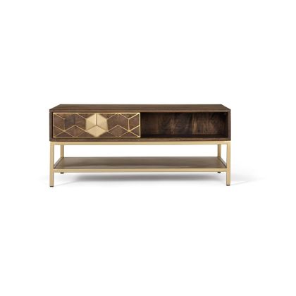 Mesa Centro 2 Cajones Madera Metal, 100 Cm