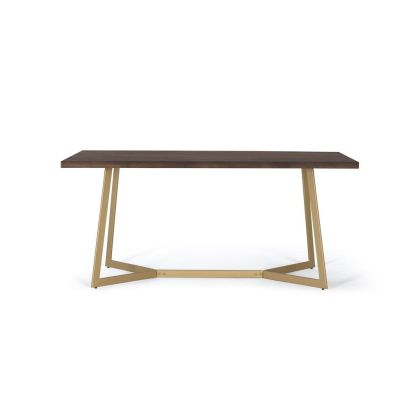 Mesa De Comedor Rectangular Madera Metal Oro, 170 Cm