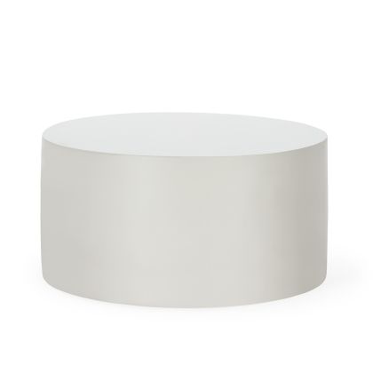 Mesa Centro 73x73x37 Fibra Piedra Blanco Mate