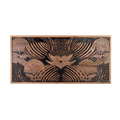 Cabecero Acacia Natural Negro Tallado, 166 Cm