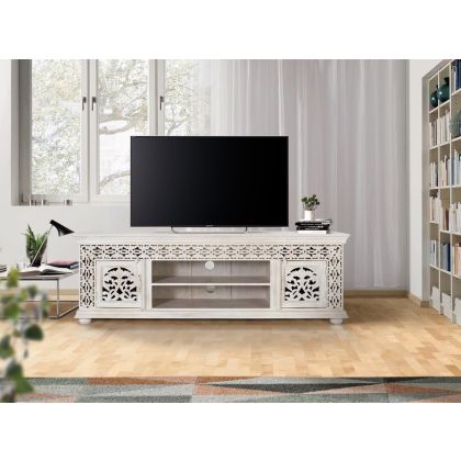 Mueble TV Mango Viejo 2 Puertas Talladas, 180 Cm
