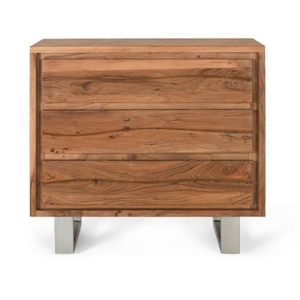 Cómoda Acacia Natural Plata 3 Cajones, 91 Cm