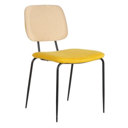 Silla Moderna Amarillo Tejido Metal Salón, 46 Cm