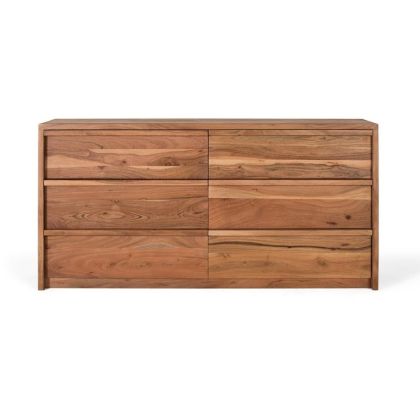 Aparador Madera Natural 6 Cajones Salón, 150 Cm