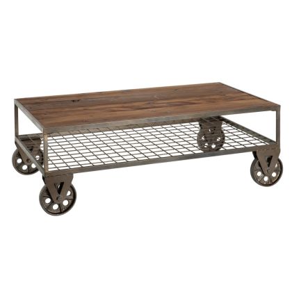 Mesa De centro Industrial Natural Gris Metal,100 Cm