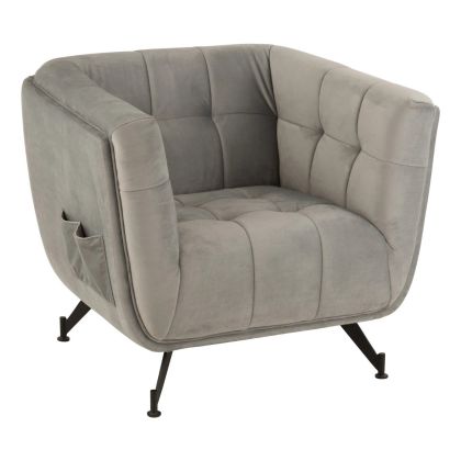 Sillón Moderno Tapizado Gris Metal, 90 Cm
