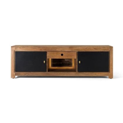 Mueble TV con iluminación interior Madera Mango, 160 Cm