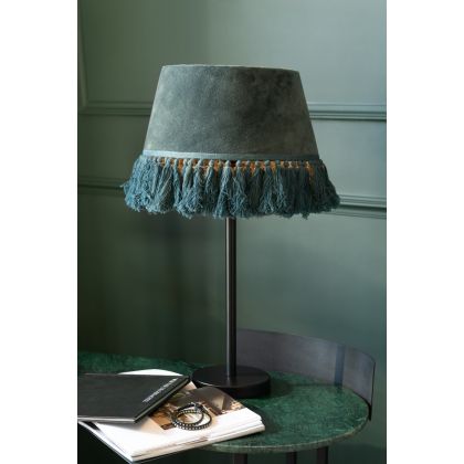 Lámpara De Mesa Eve Terciopelo Azul Metal 29 Cm