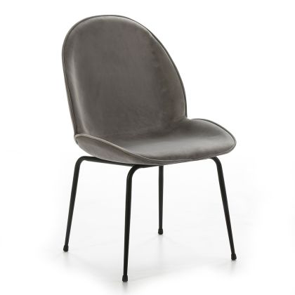 Gray velvet chair black metal alis, 51 cm