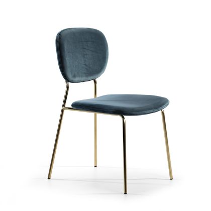 Silla Metal Tela Azul Oro, 45 Cm