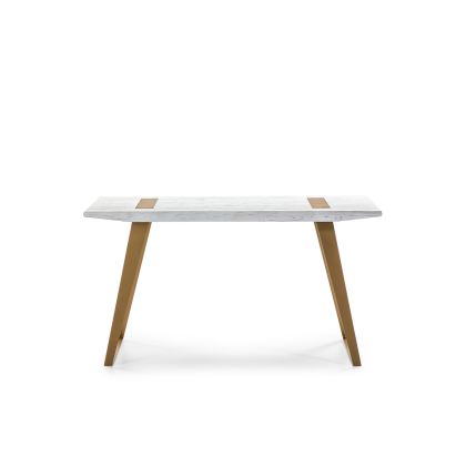 Desk 140x60x75 White Wood/Gold Metal