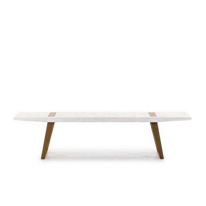 Bench 190x35x45 White Wood/Gold Metal
