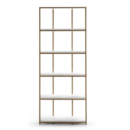Estanteria 80x38x200 Madera Blanco/Metal Dorado