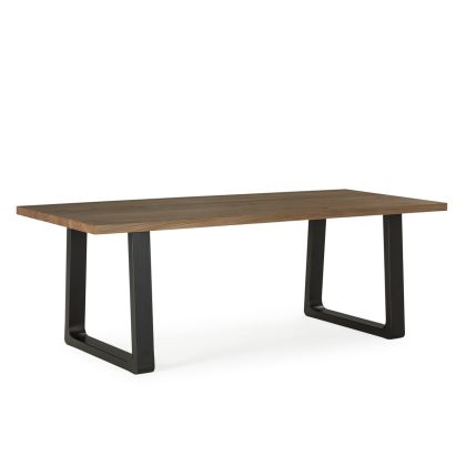 Mesa Comedor de Madera de Olmo/Metal en Nogal/Negro Mate, 220 Cm.
