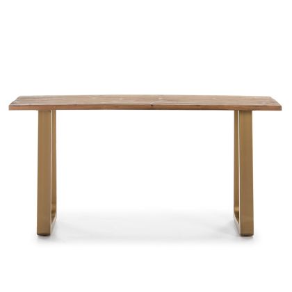 Console Table 160x45x82 Natural Wood/Golden Metal