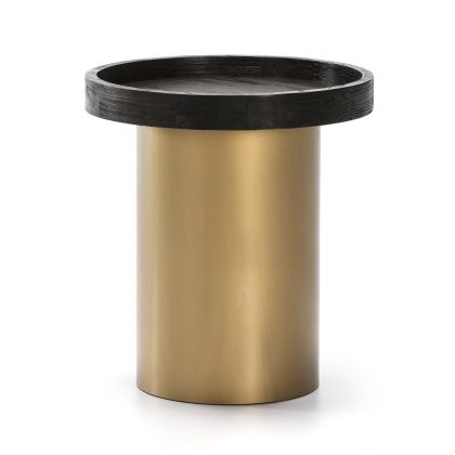 Side Table 50x50x55 Dark Brown Wood/Gold Metal Side Table 50x50x55 Dark Brown Wood/Gold Metal