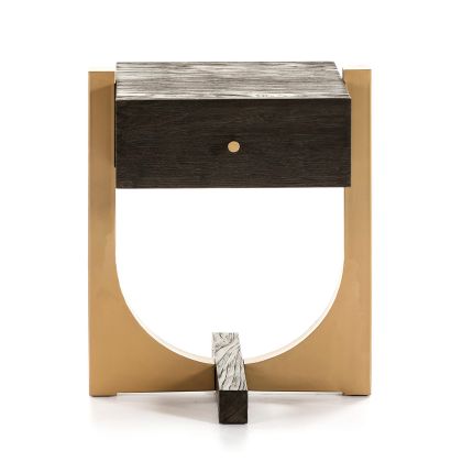 Nightstand 51x45x61 Dark Brown Wood/Golden Metal