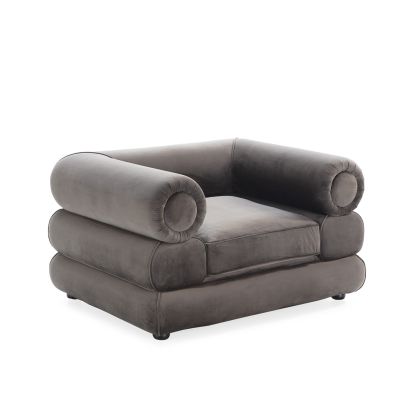 Sillón o Sofá de estilo Art Decó en terciopelo gris.