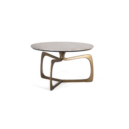 Mesa centro Tapa Mármol Blanco Metal Oro, 71 Cm