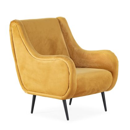 Armchair 70x80x88 Velvet/Metal -- Yellow/Black
