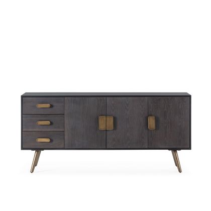 Sideboard 186x45x85 Oak Wood/Metal -- Black/Brown/Gold