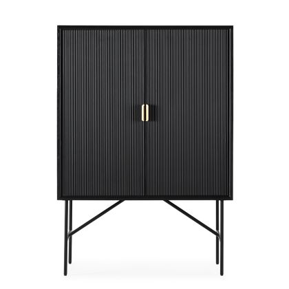 Cabinet 106x45x150 Elm Wood/Metal -- Black/Gold