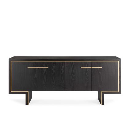 Sideboard 198x45x85 Ash Wood/Ash Veneer/Metal -- Black/Gold Sideboard 198x45x85 Ash Wood/Ash Veneer/Metal -- Black/Gold