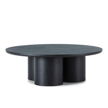 Coffee Table 120x120x40 Oak Wood -- Black
