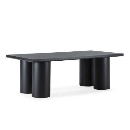 Mesa Comedor de Madera de Roble en Negro, 220 Cm.