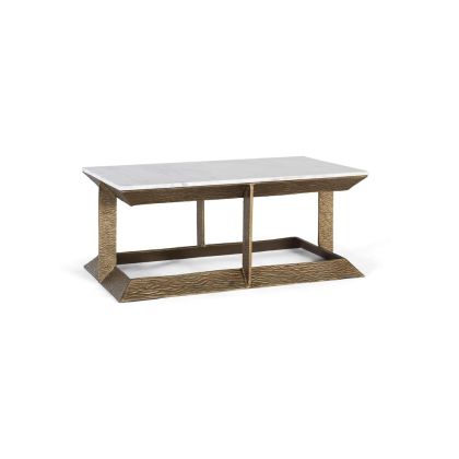 Mesa Centro Mármol Blanco Metal Oro Rectangular, 107 Cm