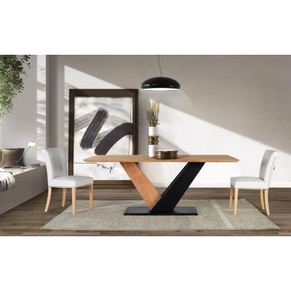 Mesa De Comedor Rectangular Acacia Natural Negro, 200 Cm