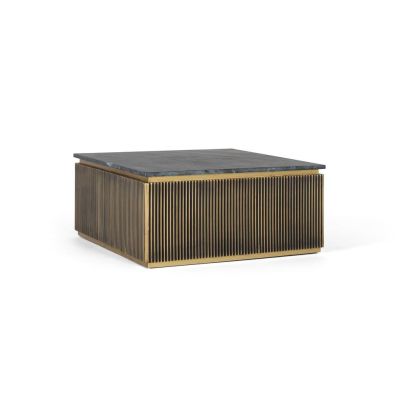 Mesa Centro Mármol Negro Metal Oro, 90 Cm