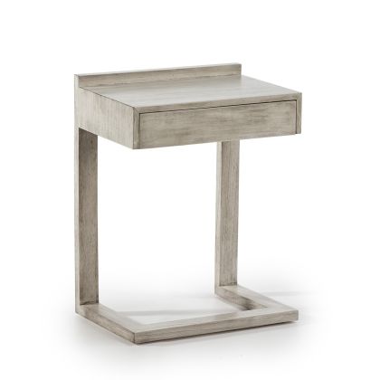 Mesita De Noche Vintage Madera Gris, 50Cm 