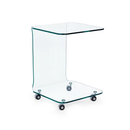 Mesa Auxiliar con Ruedas Vidrio, 45 Cm