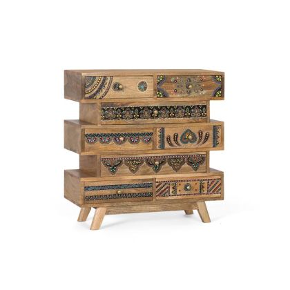 Cajonera Mango Macizo 8 Cajones Pintados, 66 Cm