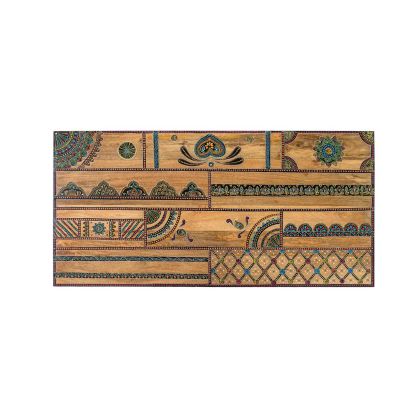 Cabezal Madera Natural Maciza Pintado A Mano, 168 Cm
