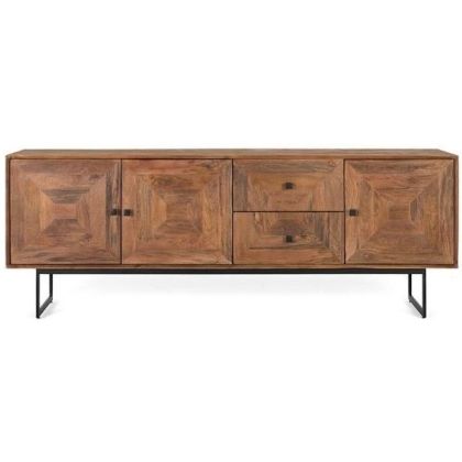 Mueble TV Madera Marrón 3 Puertas 2 Cajones, 180 Cm