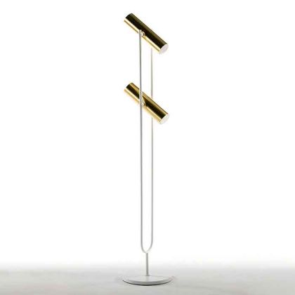 Floor Lamp with Lampshade 22x120 Gold/White Metal