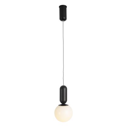 Ceiling Lamp 12x12x25 Black Metal/White Glass