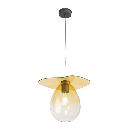 Ceiling Lamp 34x33x31 Black Metal/Amber Glass