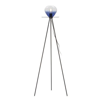 Floor Lamp 60x60x160 Black Metal/Blue Glass